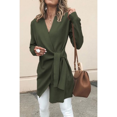 Solid color faux deerskin velvet V-neck belt mid-length HF0414-02-02 Solid color faux deerskin velvet V-neck belt mid-length HF0414-02-02