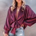 women's casual loose imitation silk shirt HF0502-03-02 women's casual loose imitation silk shirt HF0502-03-02