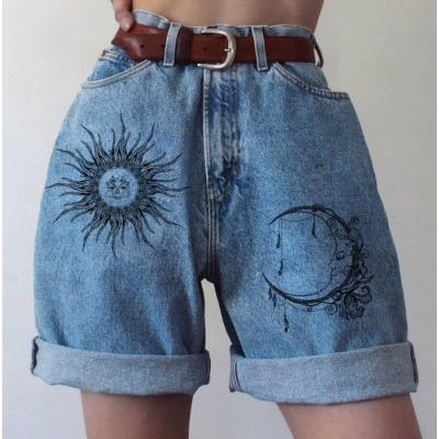 Casual and relaxed printed denim pants HF1605-04-01 Casual and relaxed printed denim pants HF1605-04-01